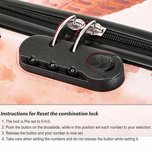 Flieks 3 Piece Luggage Set Hardside Suitcase with Spinner Wheels (Color4)