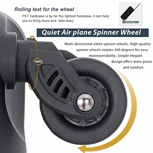 Flieks 3 Piece Luggage Set Spinner Suitcase - TSA Approved - High/Low Temperature Resistance - 20/24/28in (Silver)