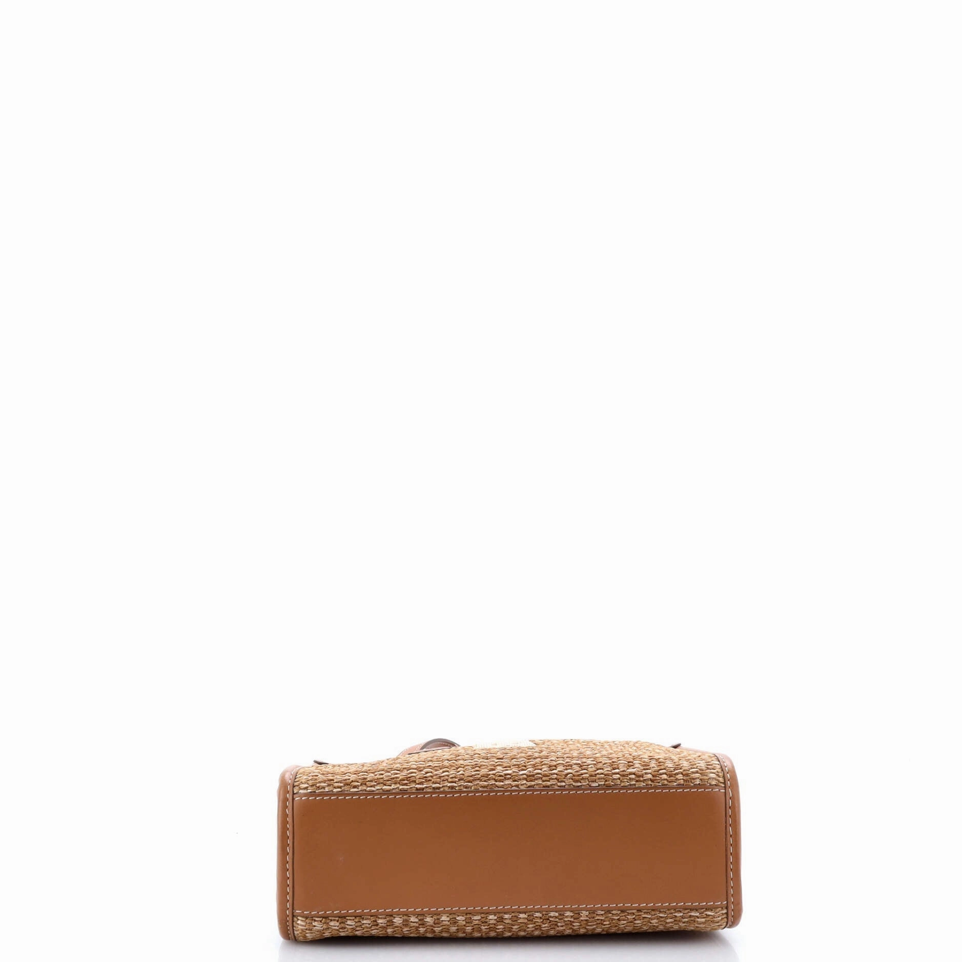 Freya Shopping Tote Embroidered Raffia with Leather Mini