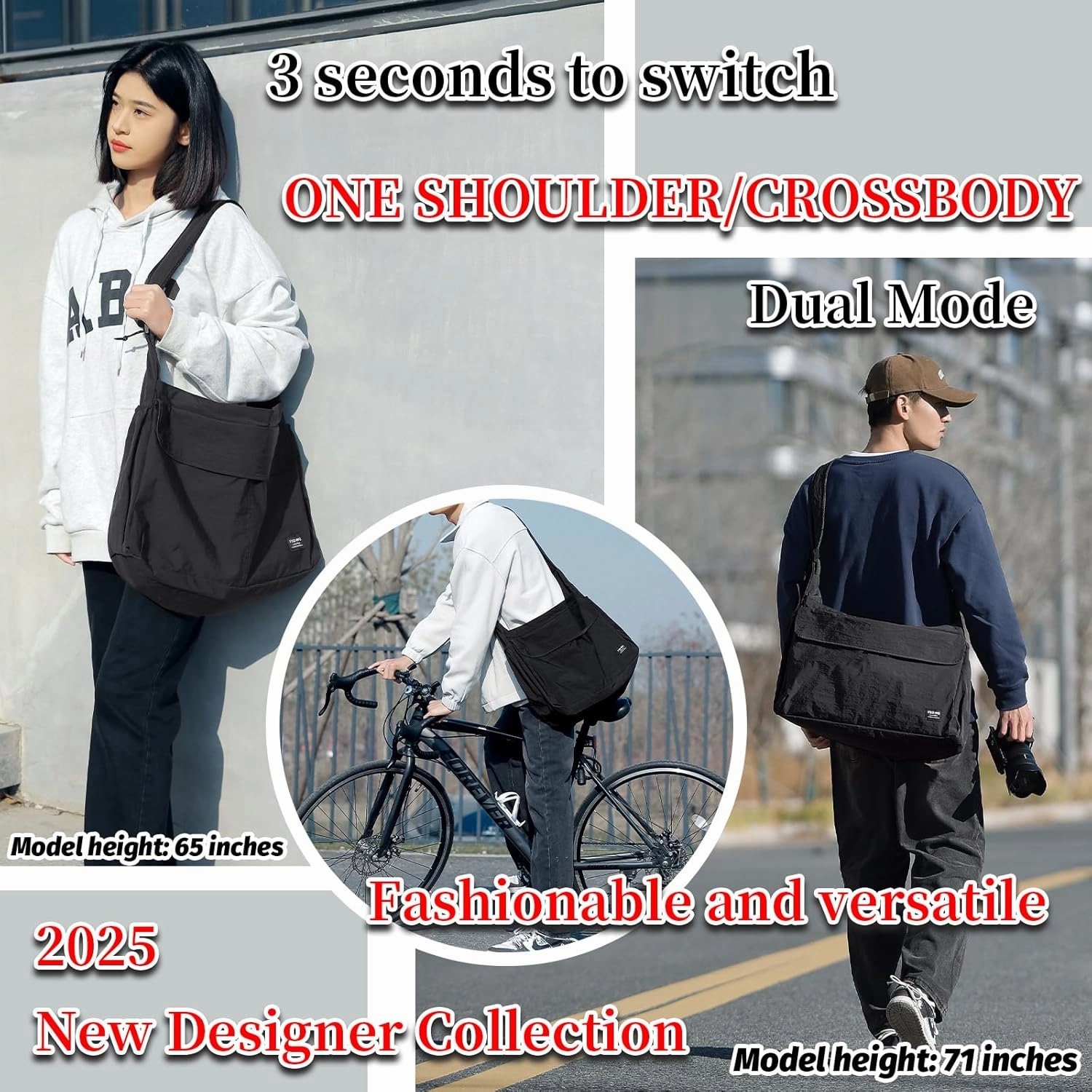 FSD.WG Men Messenger Bag Laptop Bag Shoulder Bag Large Capacity Computer Casual Bag for Work College Travel