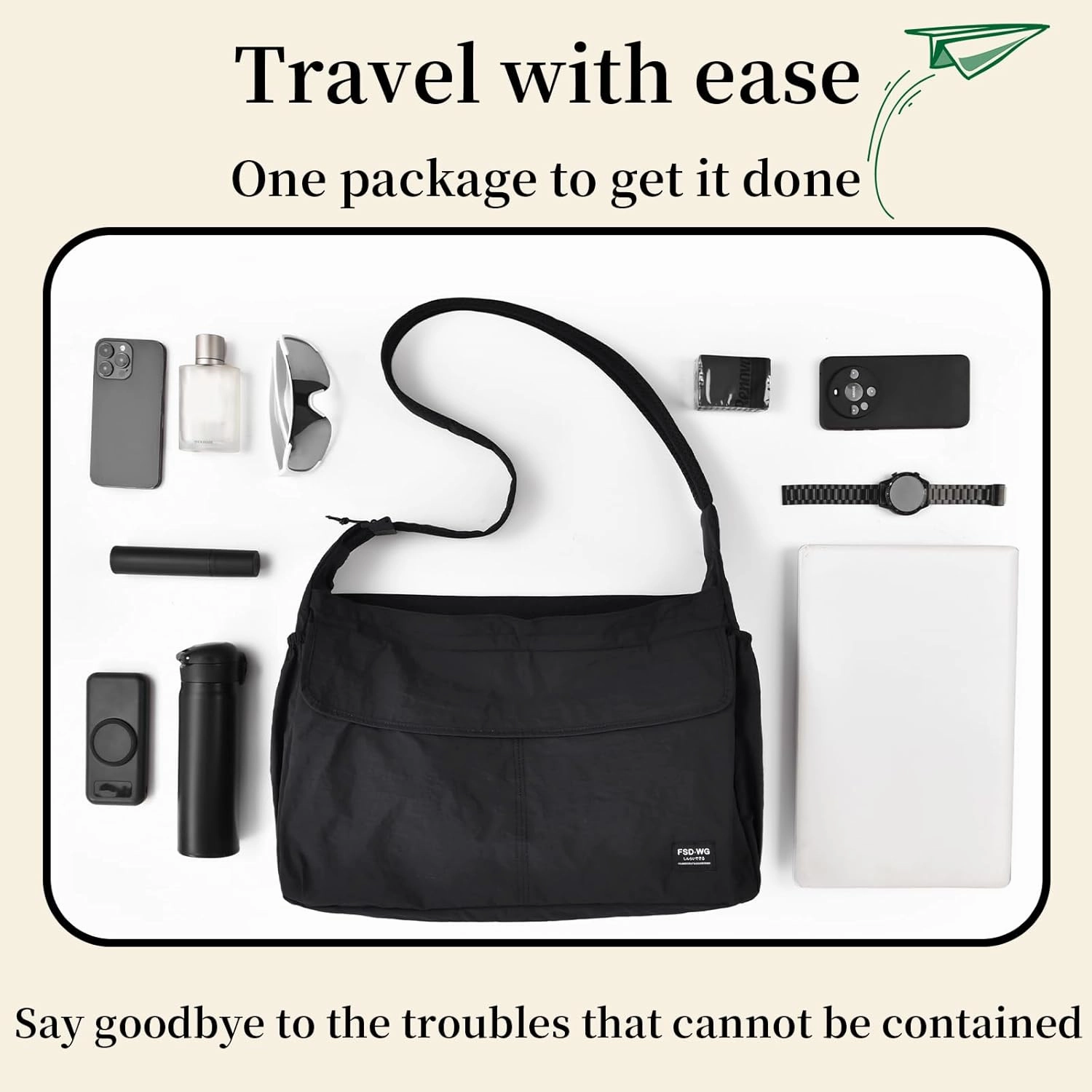 FSD.WG Men Messenger Bag Laptop Bag Shoulder Bag Large Capacity Computer Casual Bag for Work College Travel