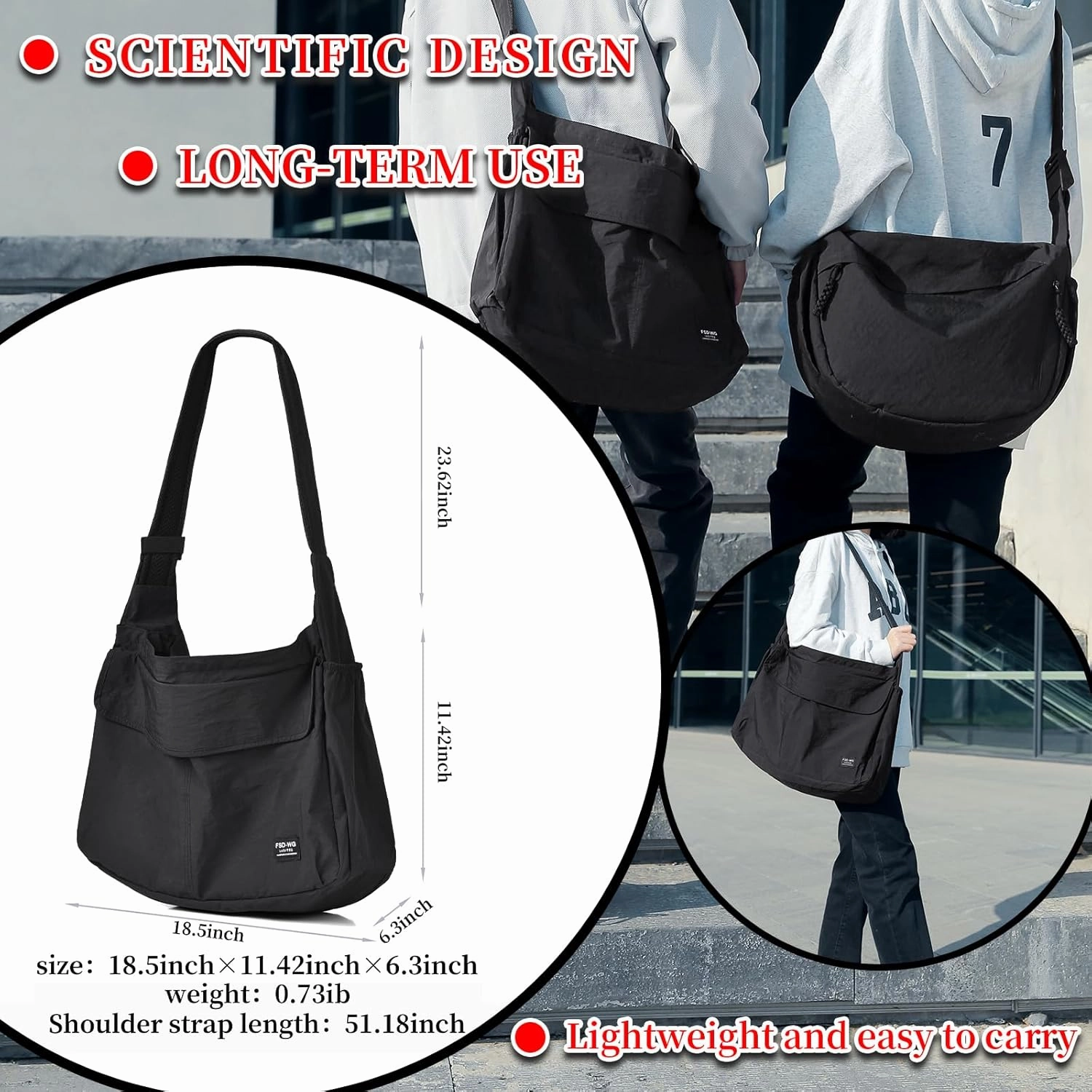 FSD.WG Men Messenger Bag Laptop Bag Shoulder Bag Large Capacity Computer Casual Bag for Work College Travel