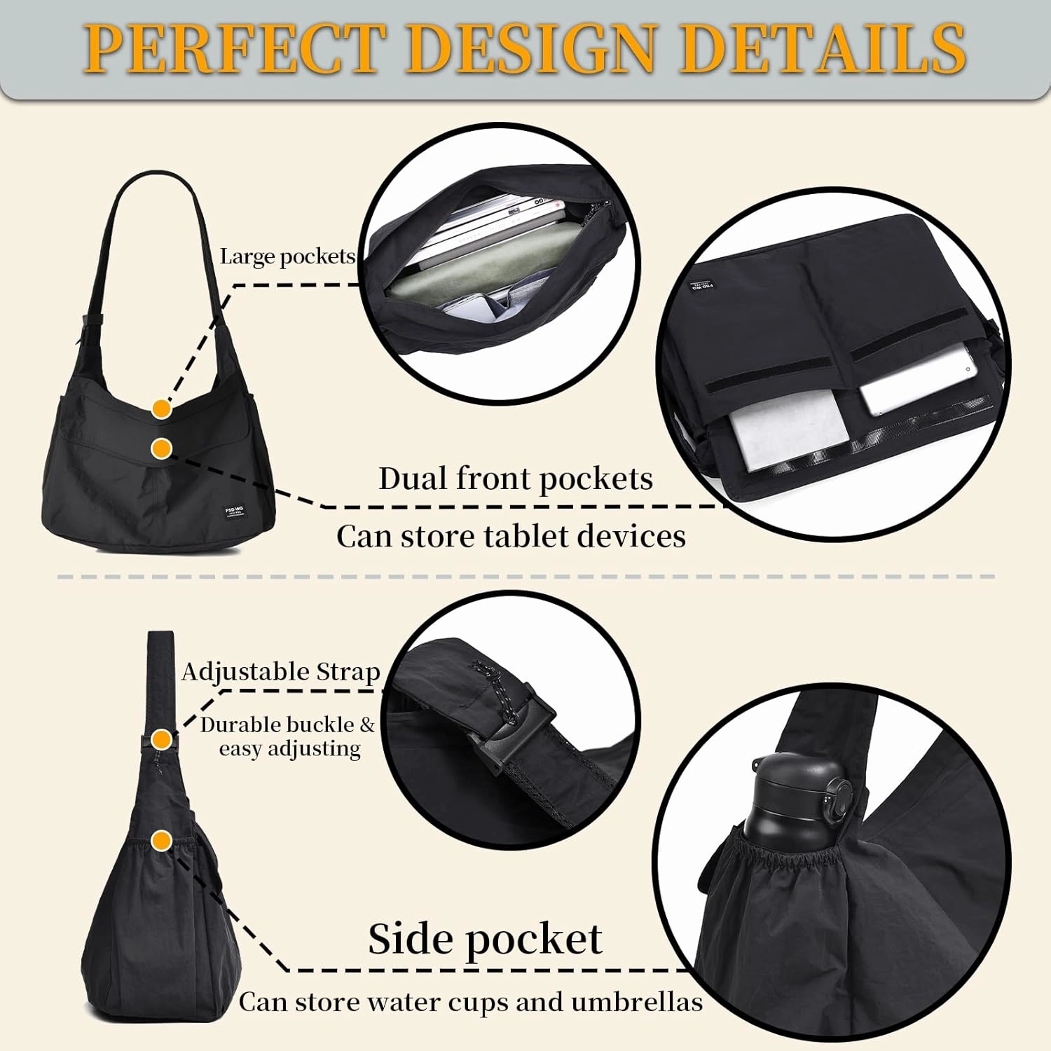 FSD.WG Men Messenger Bag Laptop Bag Shoulder Bag Large Capacity Computer Casual Bag for Work College Travel