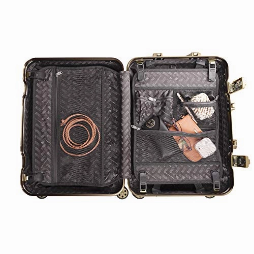 Gabbiano Aurora Collection Aluminum Frame 2-Piece Luggage Set with Dual TSA locks (Titanium Gold)