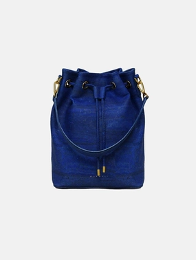 Gamma Handcrafted Cork Vegan Bucket Backpack | Navy