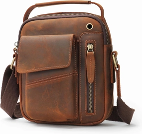 Genuine Leather Messenger Bags Small Mens Leather Crossbody Bags Vintage Shoulder Purse Business Work Handbags Satchel