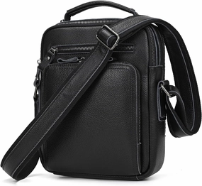 Genuine Leather Shoulder Bag, Vintage Small Messenger Bag for Men Crossbody Handbag Casual Sling Bag Daypack Satchel Purse