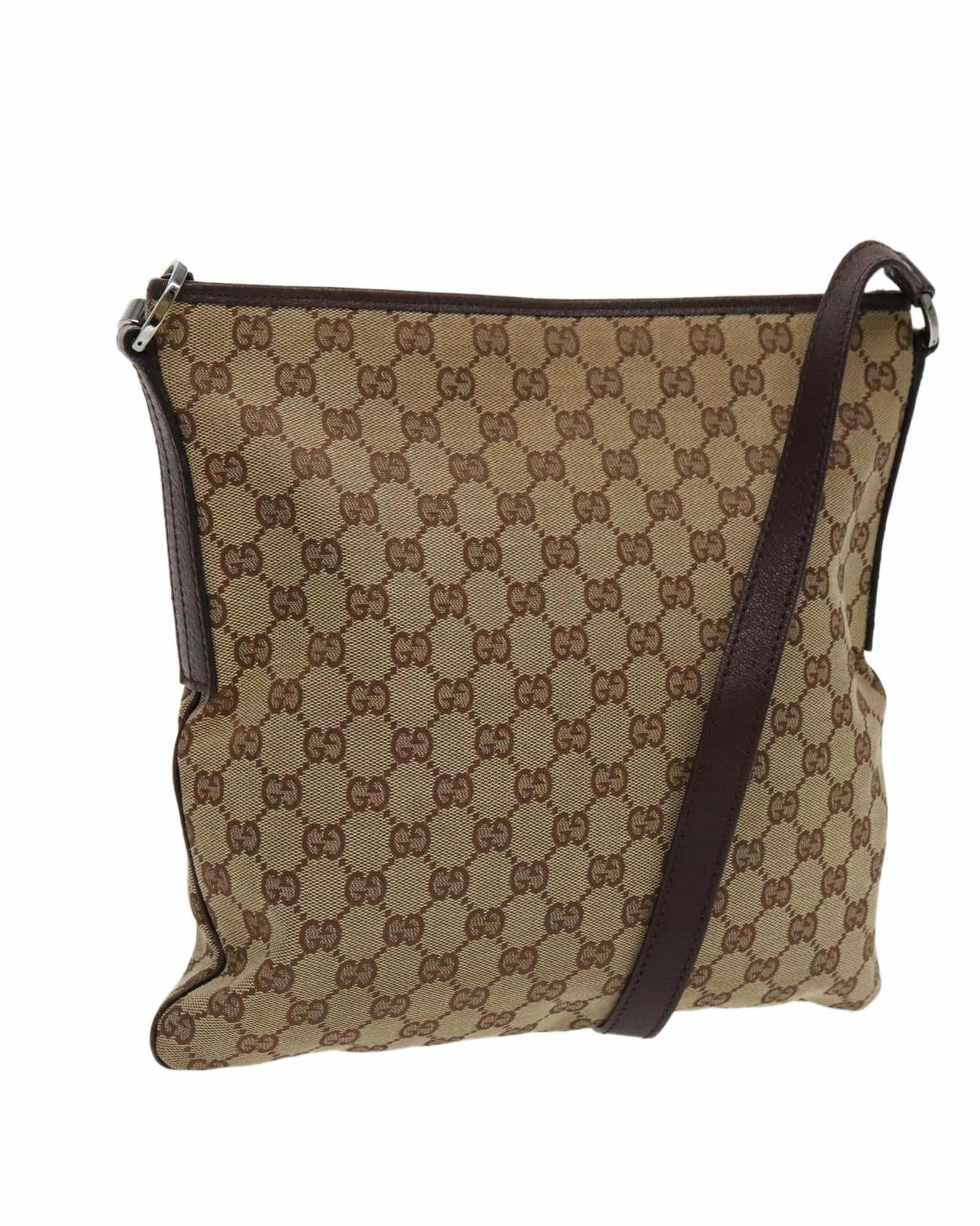 GG Canvas Shoulder Bag with Silver Accents