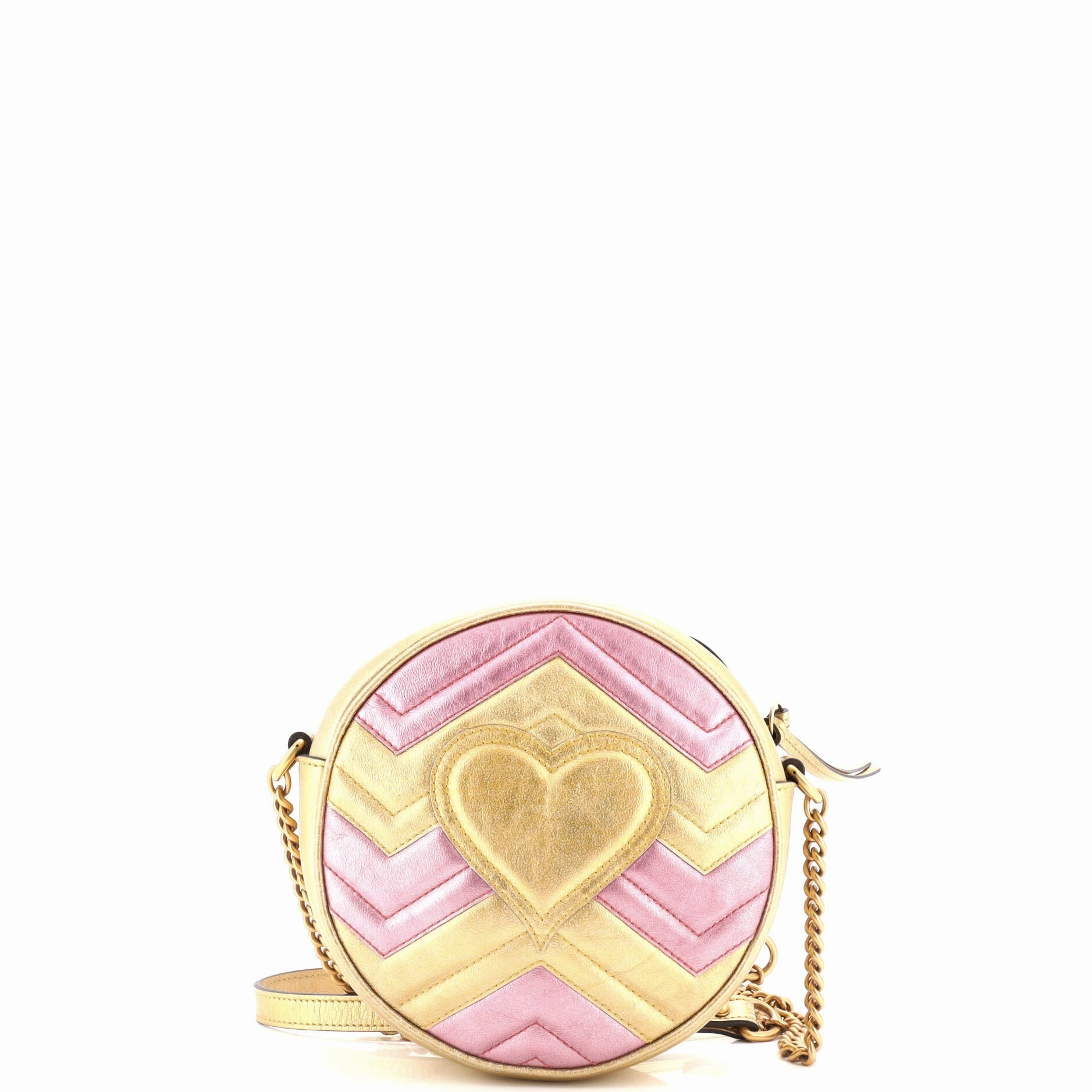 GG Marmont Round Shoulder Bag Matelasse Leather Mini