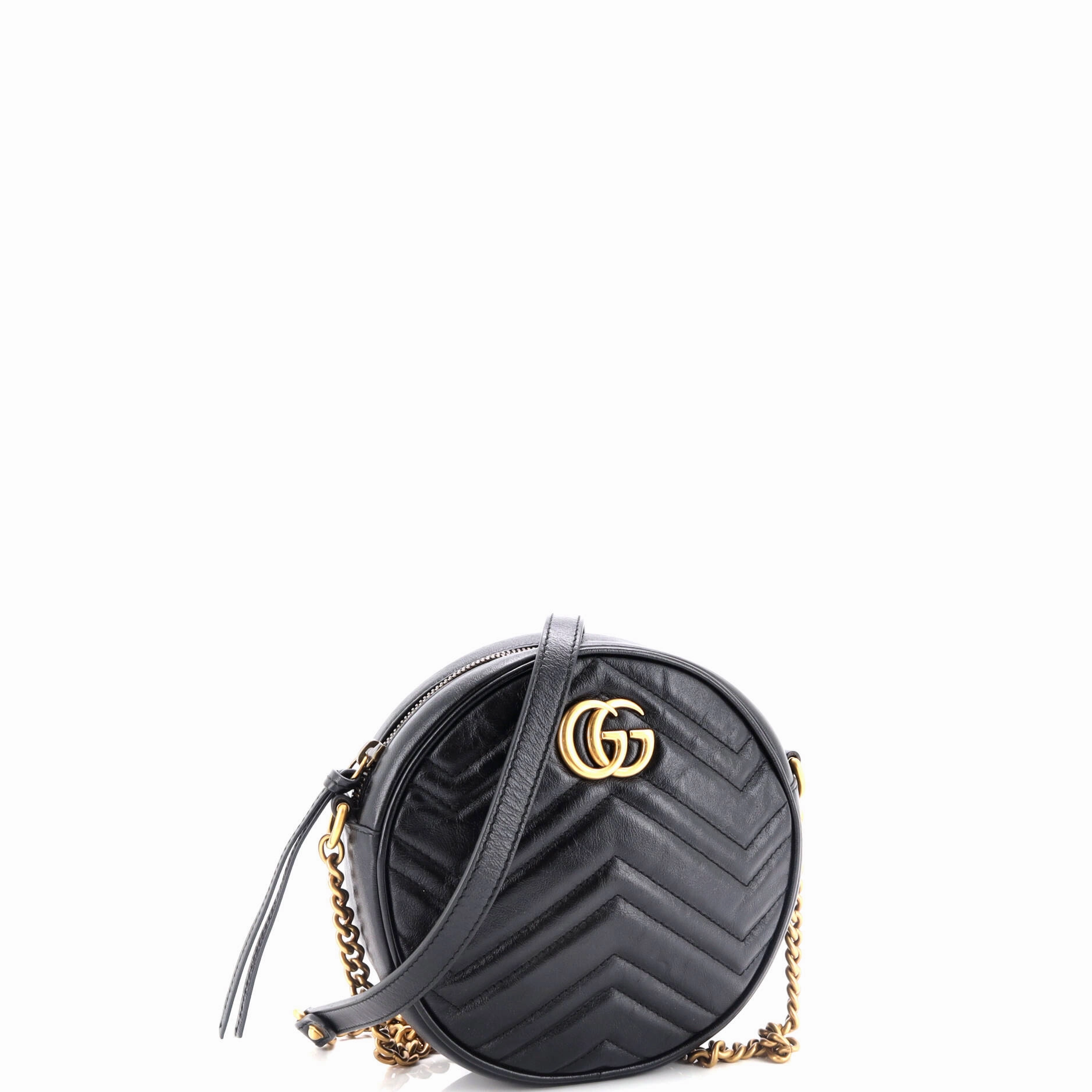 GG Marmont Round Shoulder Bag Matelasse Leather Mini
