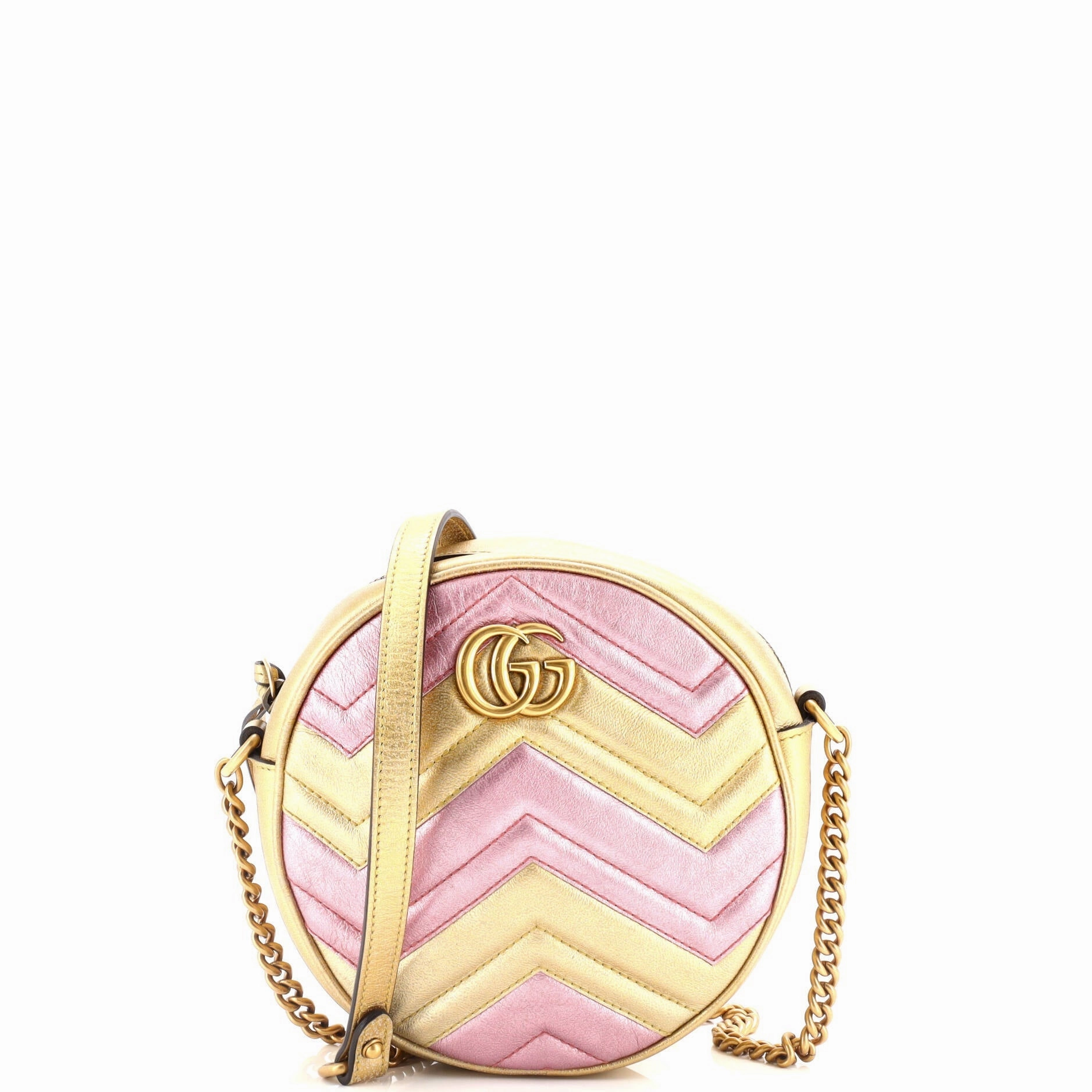 GG Marmont Round Shoulder Bag Matelasse Leather Mini