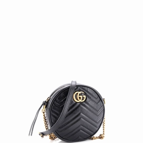 GG Marmont Round Shoulder Bag Matelasse Leather Mini