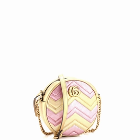 GG Marmont Round Shoulder Bag Matelasse Leather Mini