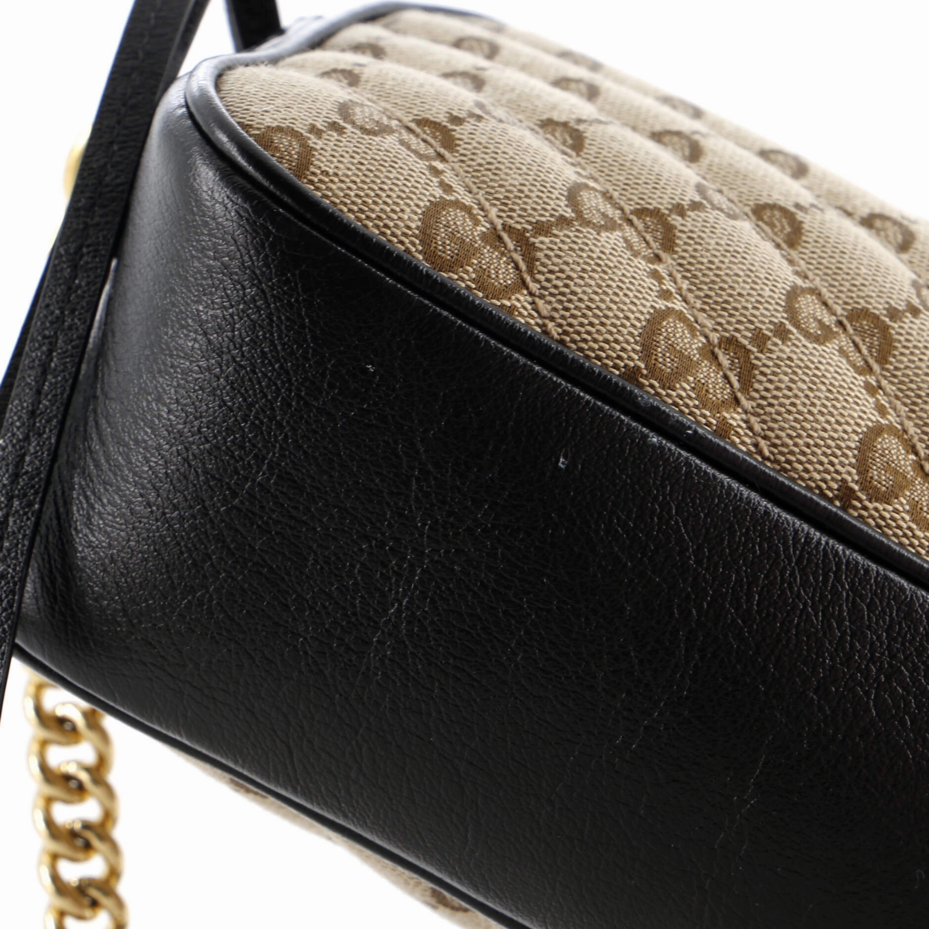 GG Marmont Shoulder Bag Diagonal Quilted GG Canvas Small