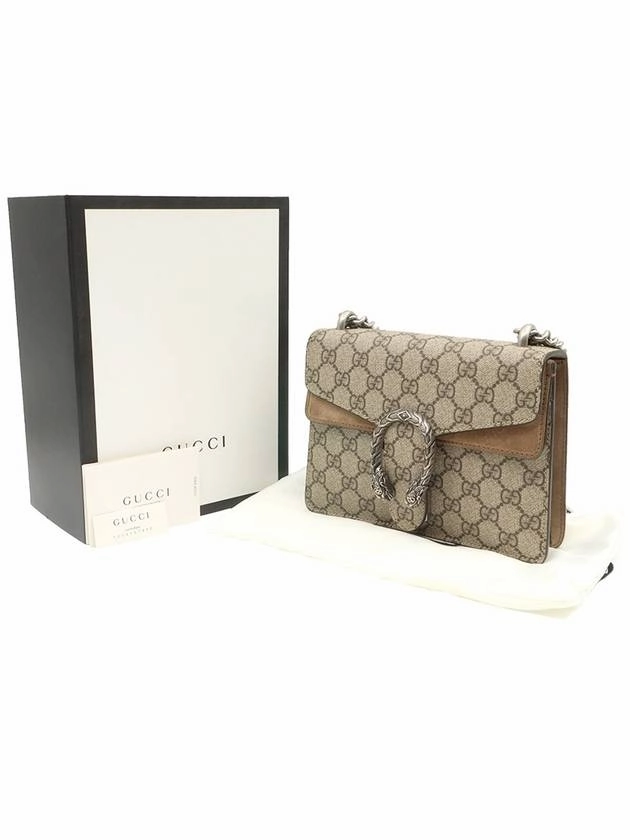 GG Supreme Canvas Beige Suede Dionysus Mini Chain Shoulder Bag 421970