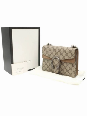 GG Supreme Canvas Beige Suede Dionysus Mini Chain Shoulder Bag 421970