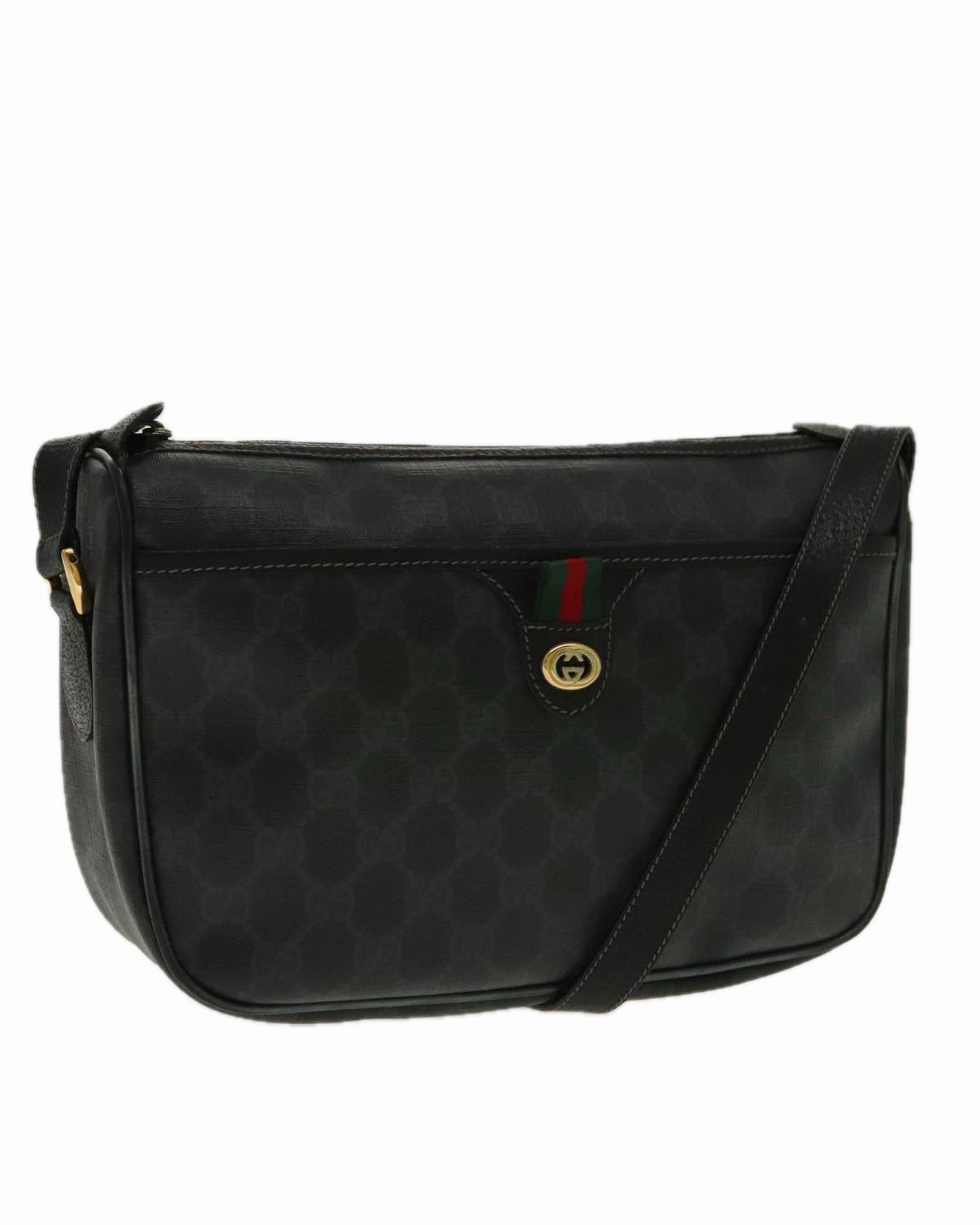 GG Supreme Web Sherry Line Shoulder Bag in PVC Leather and GG Canvas