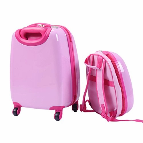 GHP 16"12"8.5" ABS Kids Girl Shaped Trolley Suitcase Luggage w 12" School Backpack