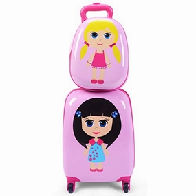 GHP 16"12"8.5" ABS Kids Girl Shaped Trolley Suitcase Luggage w 12" School Backpack