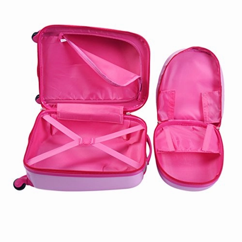 GHP 16"12"8.5" ABS Kids Girl Shaped Trolley Suitcase Luggage w 12" School Backpack
