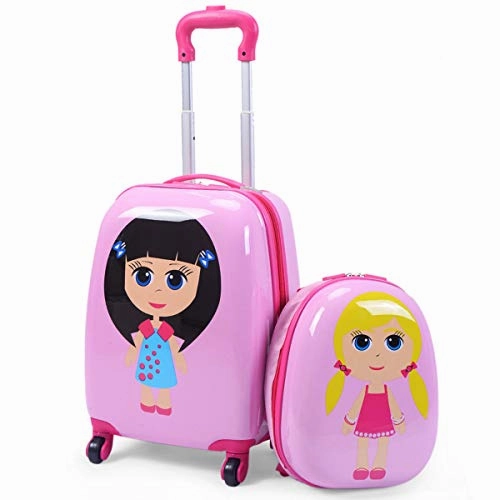 GHP 16"12"8.5" ABS Kids Girl Shaped Trolley Suitcase Luggage w 12" School Backpack