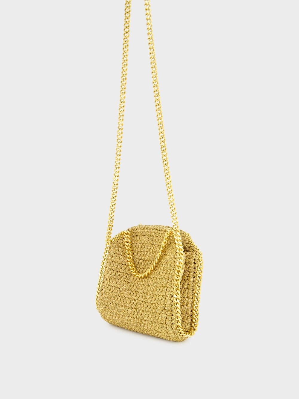 Gold Crossbody Bag Falabella Lurex Crochet Tiny