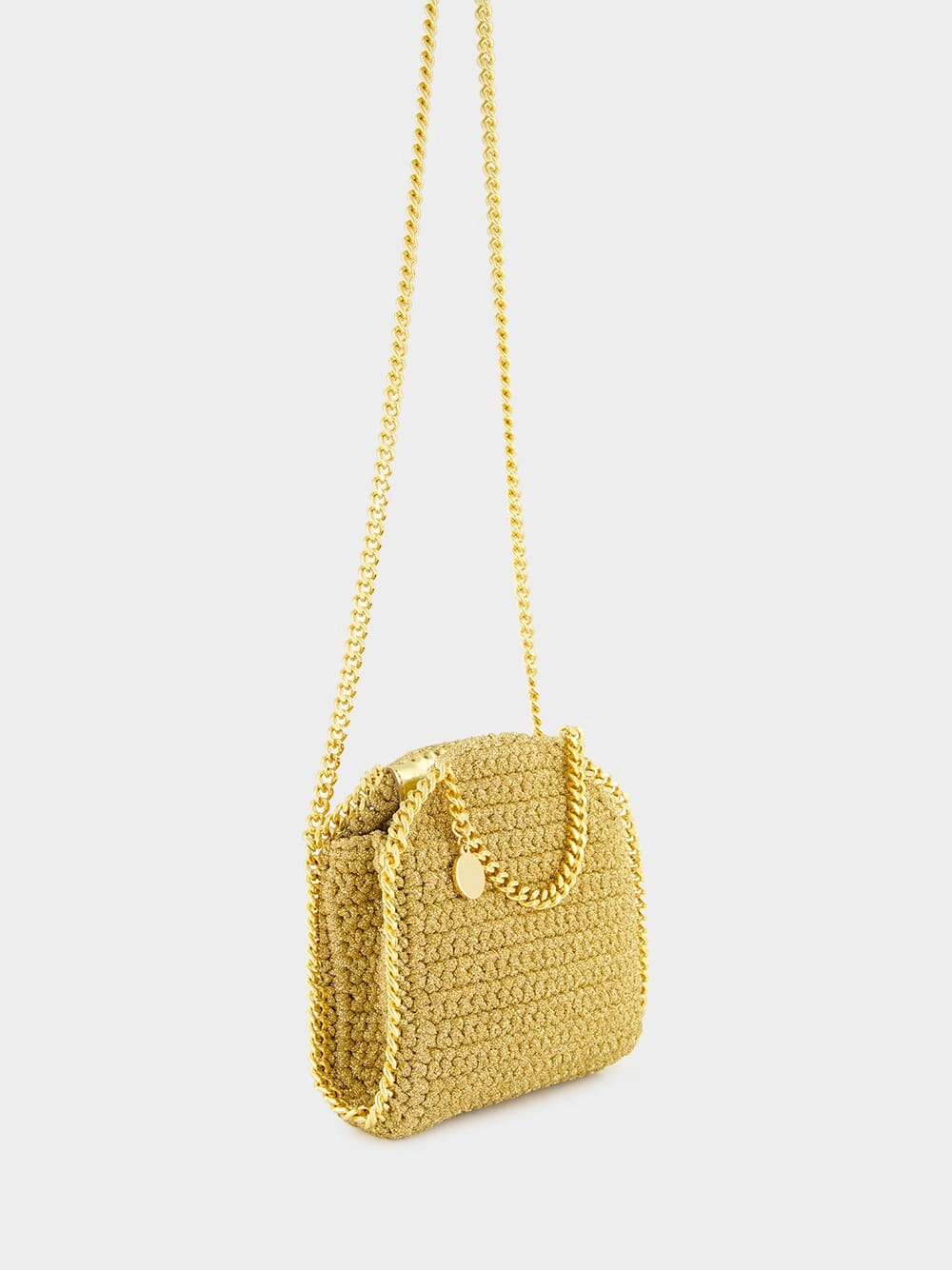 Gold Crossbody Bag Falabella Lurex Crochet Tiny