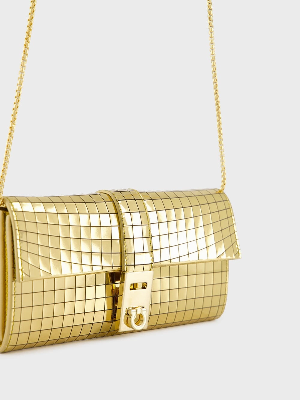 Gold Laminated Hug Wallet with Chain