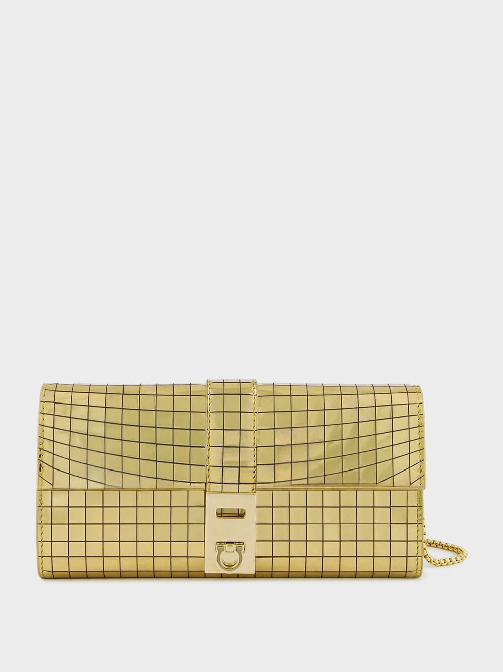 Gold Laminated Hug Wallet with Chain