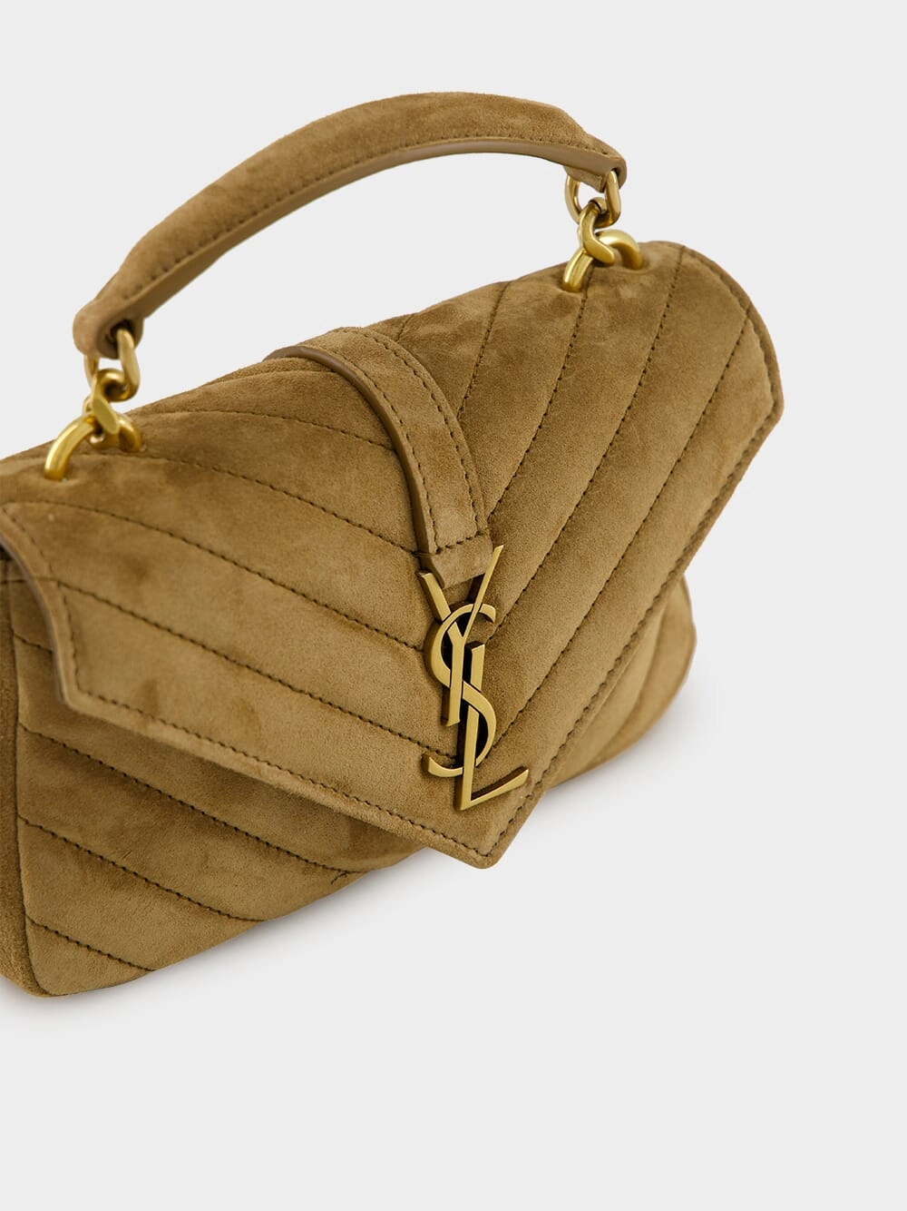 Golden Leaf College Mini Suede Bag