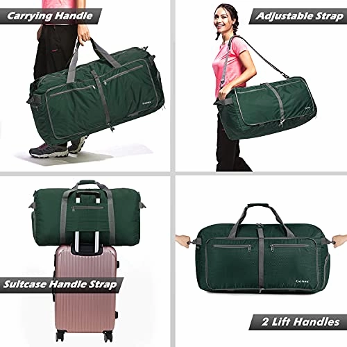 Gonex 150L Travel Duffel Bag Foldable Extra Large Duffle Bag XL Heavy Duty for Men Women for Luggage Shopping Blackish Green