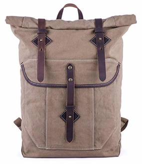 Gootium Roll-top Backpack - Canvas Outdoor Travel Rucksack, Coffee