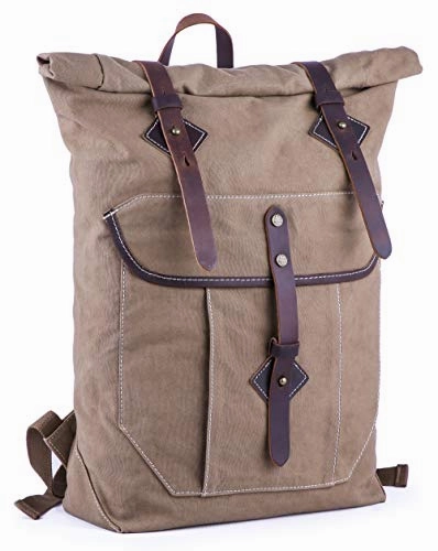 Gootium Roll-top Backpack - Canvas Outdoor Travel Rucksack, Coffee