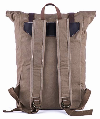 Gootium Roll-top Backpack - Canvas Outdoor Travel Rucksack, Coffee