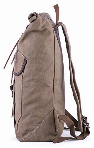 Gootium Roll-top Backpack - Canvas Outdoor Travel Rucksack, Coffee