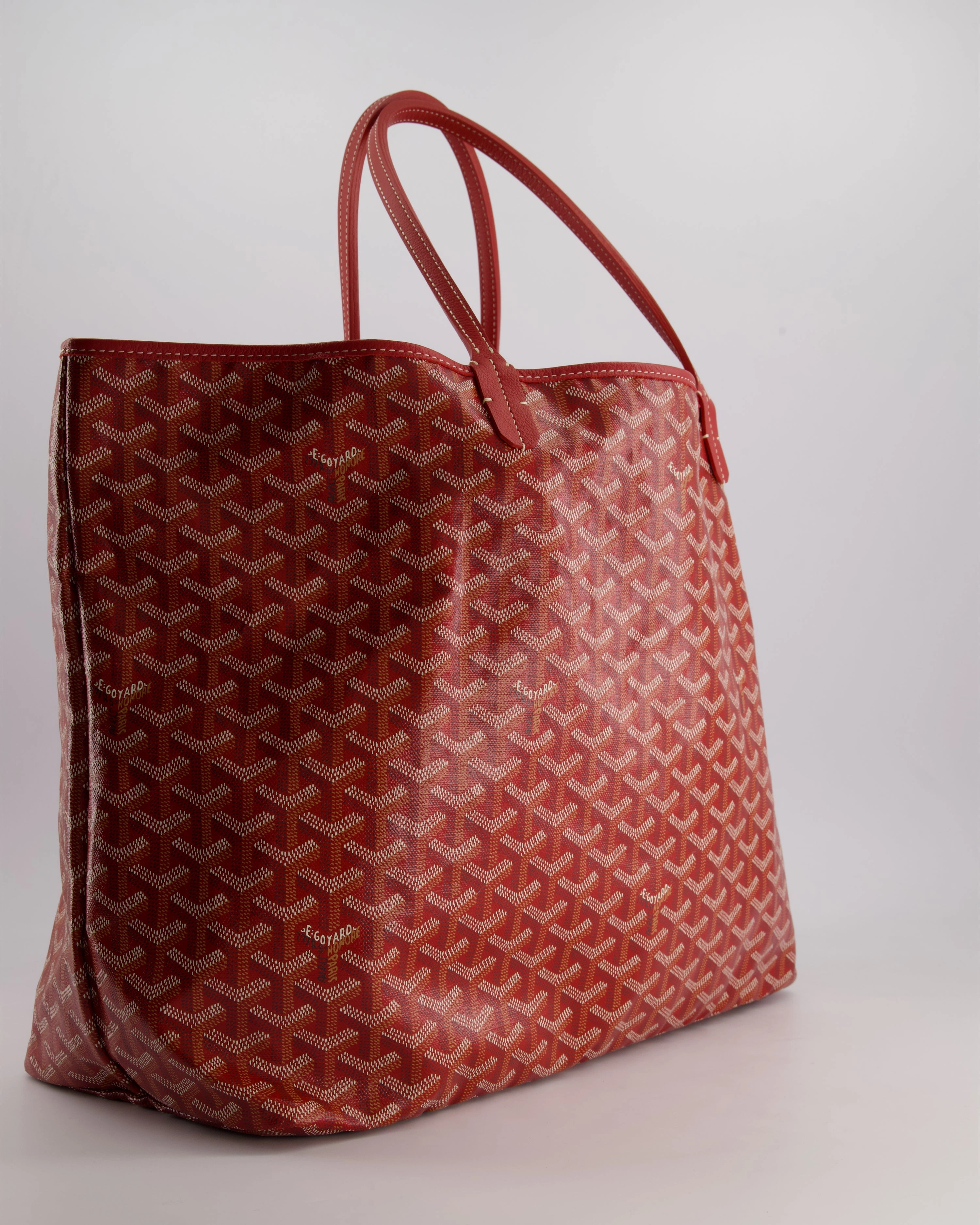 Goyard Saint Louis GM Shoulder Tote Bag in Red Goyardine Canvas and Chevroches Calfskin