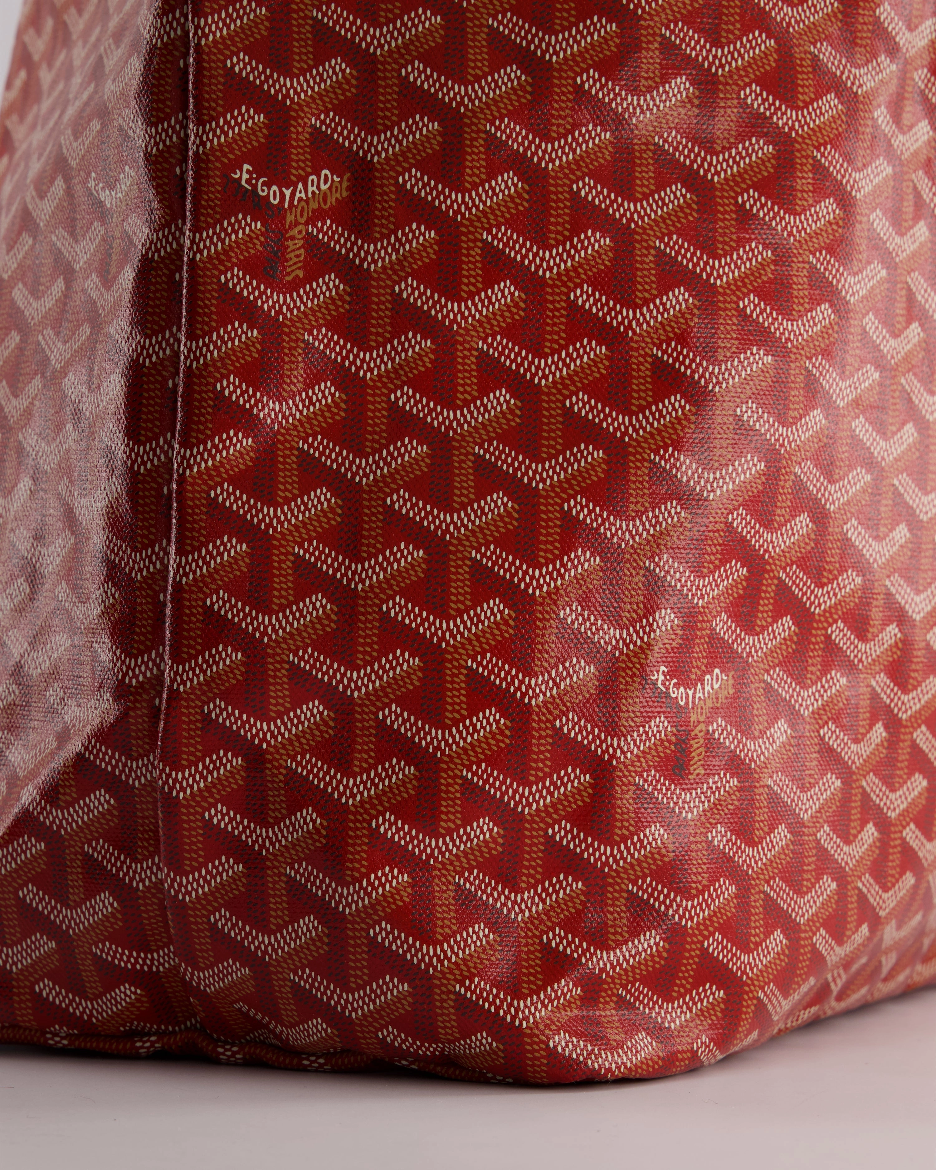Goyard Saint Louis GM Shoulder Tote Bag in Red Goyardine Canvas and Chevroches Calfskin
