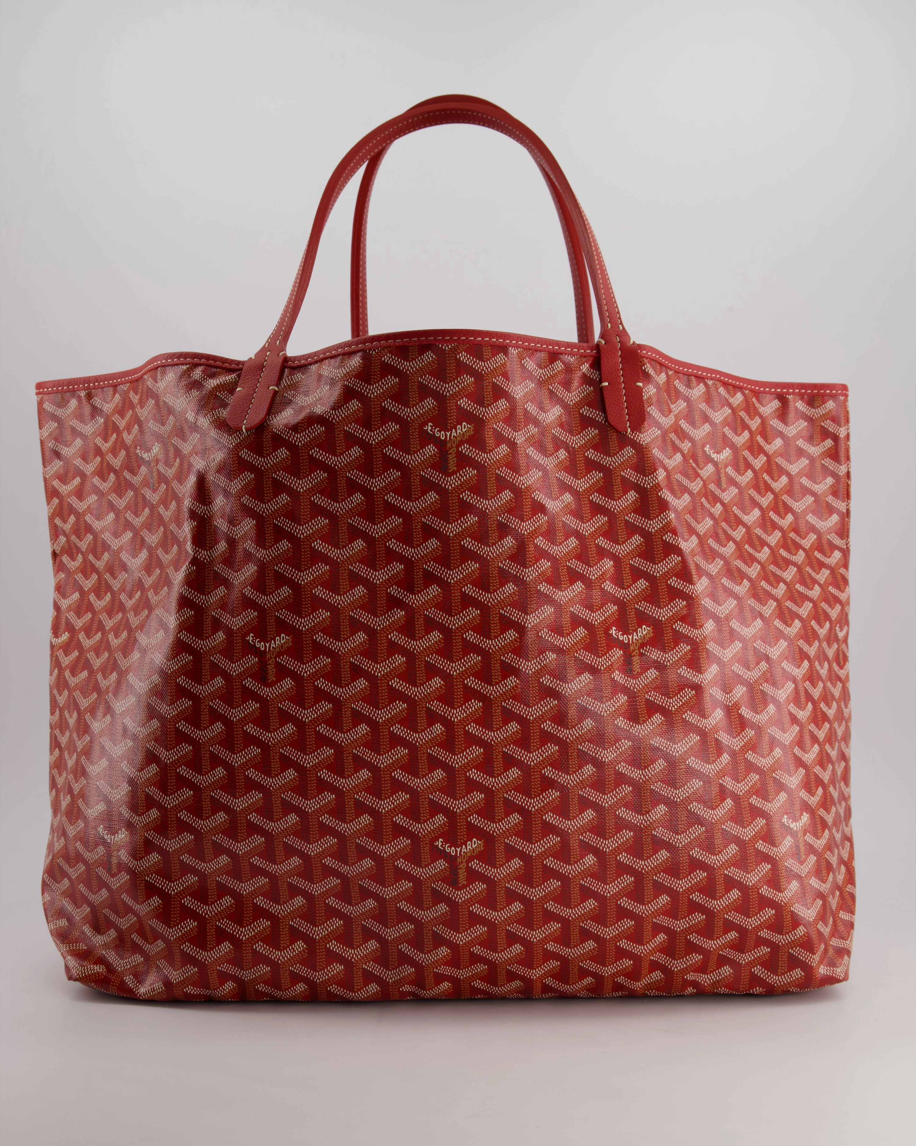 Goyard Saint Louis GM Shoulder Tote Bag in Red Goyardine Canvas and Chevroches Calfskin