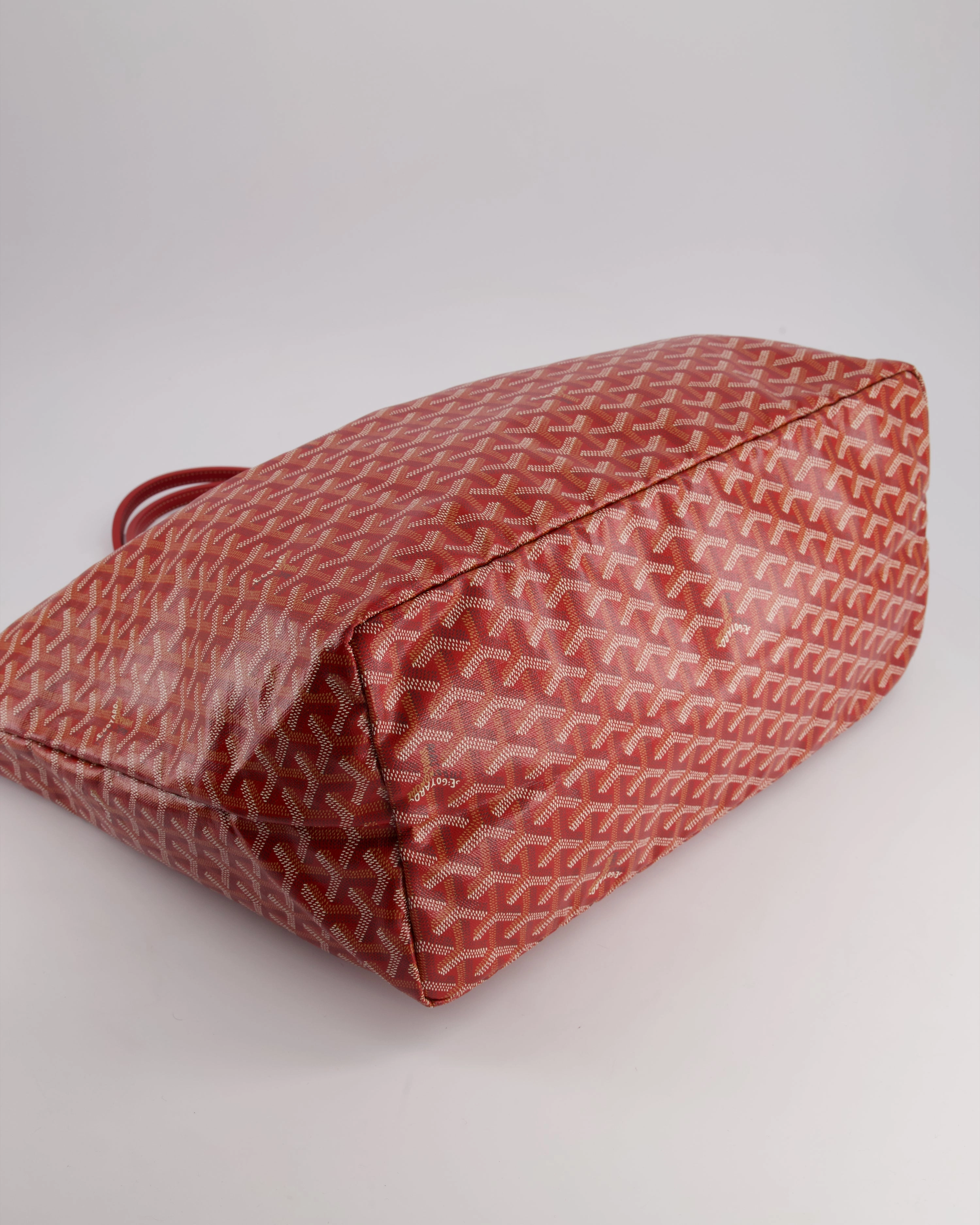 Goyard Saint Louis GM Shoulder Tote Bag in Red Goyardine Canvas and Chevroches Calfskin