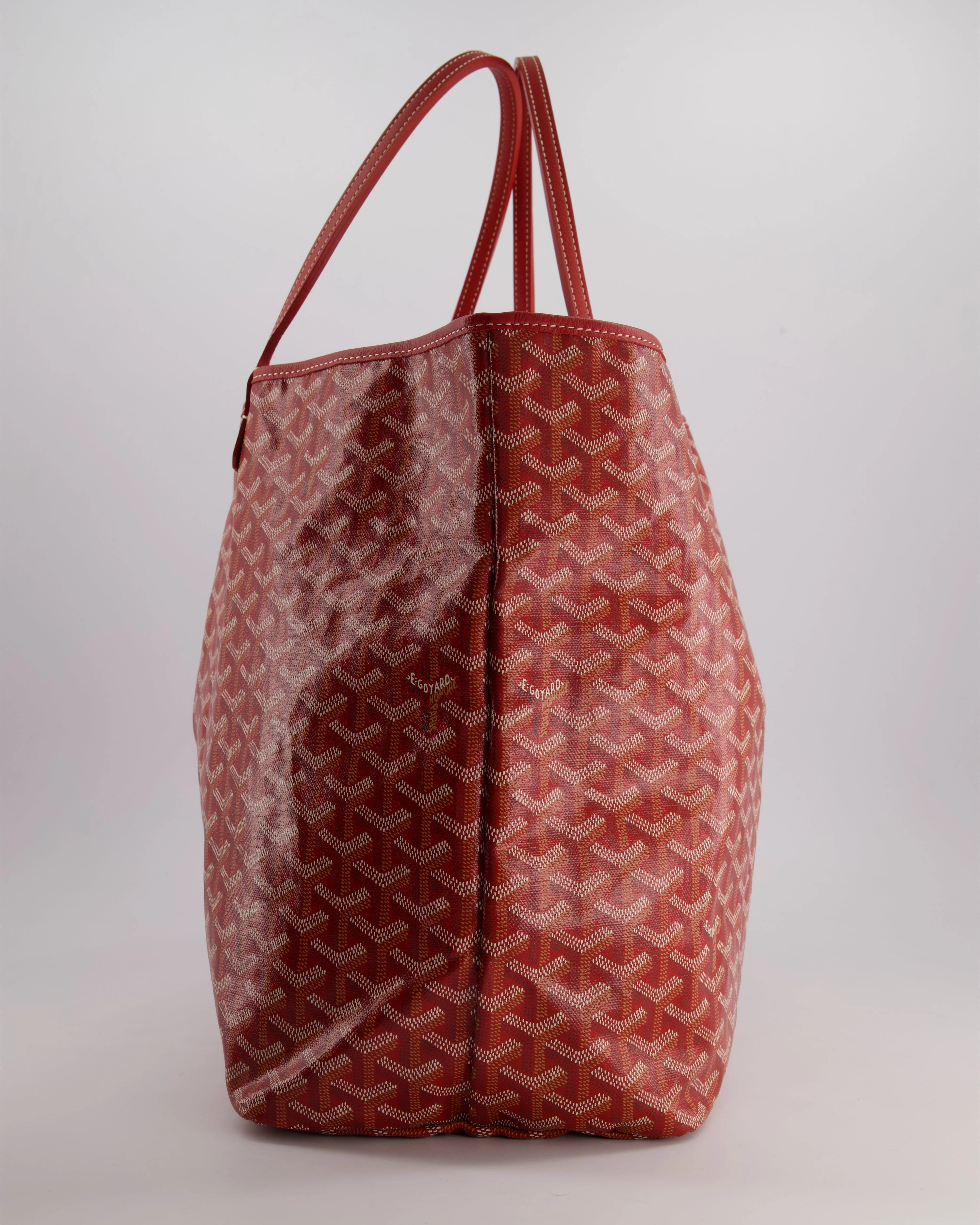 Goyard Saint Louis GM Shoulder Tote Bag in Red Goyardine Canvas and Chevroches Calfskin