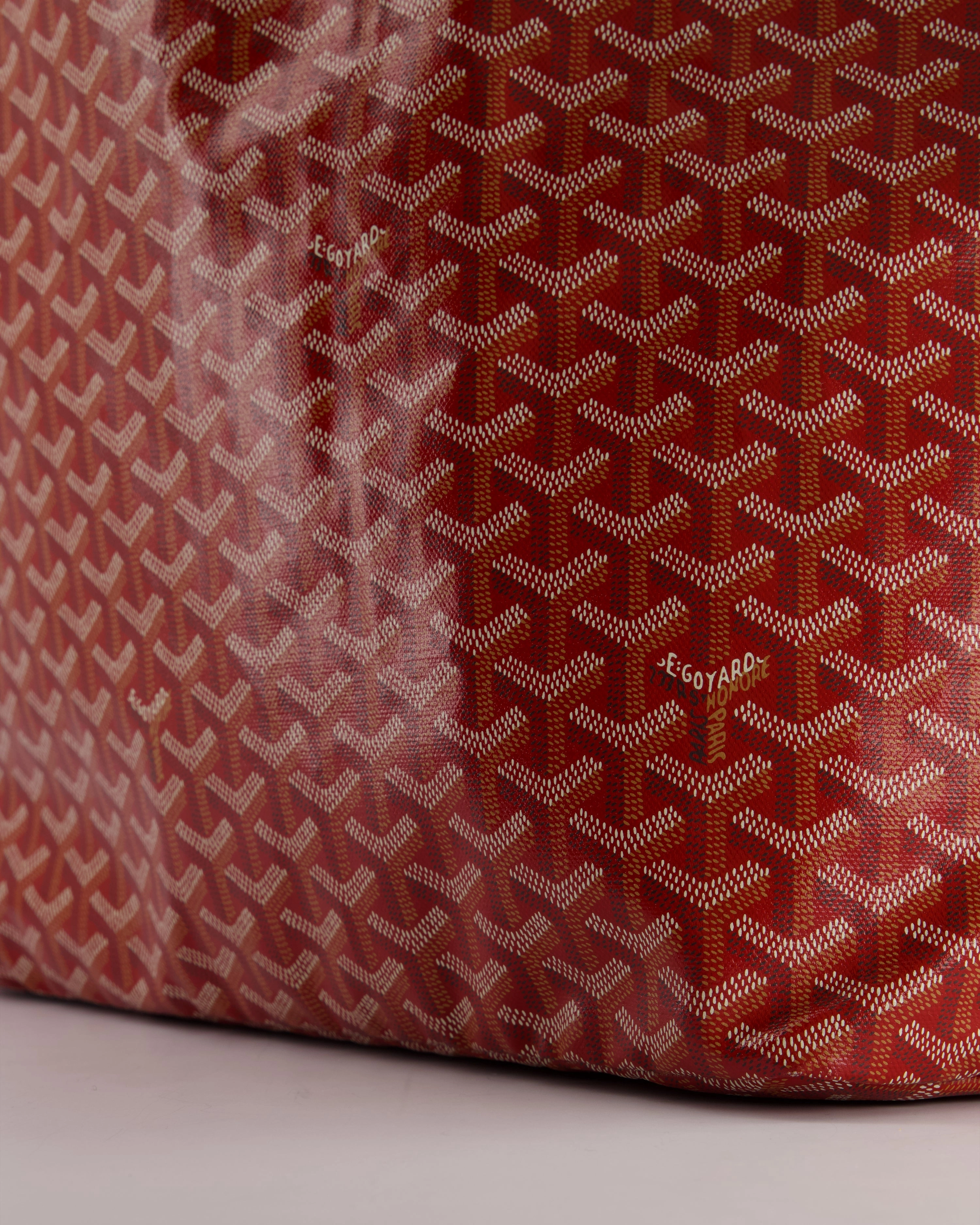 Goyard Saint Louis GM Shoulder Tote Bag in Red Goyardine Canvas and Chevroches Calfskin