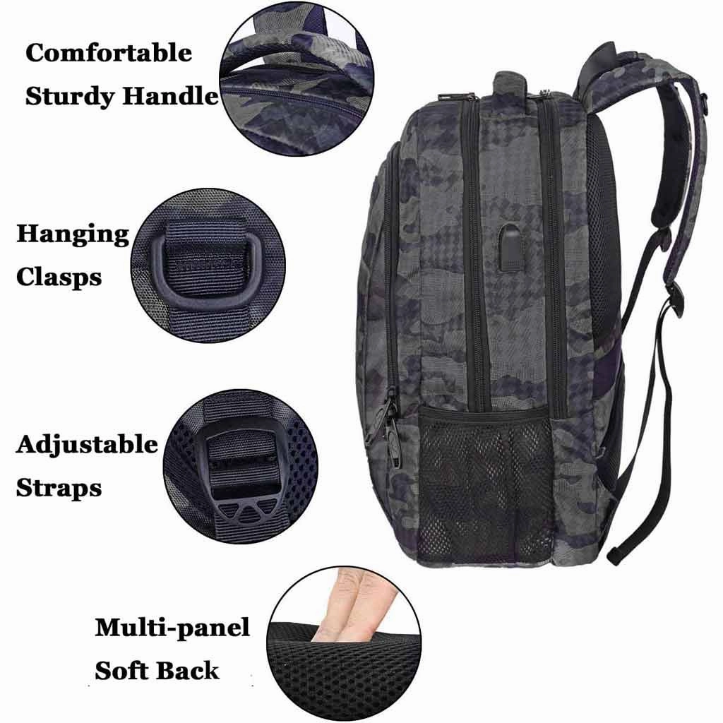 Gray Camo Mlassic Travel Laptop Backpack