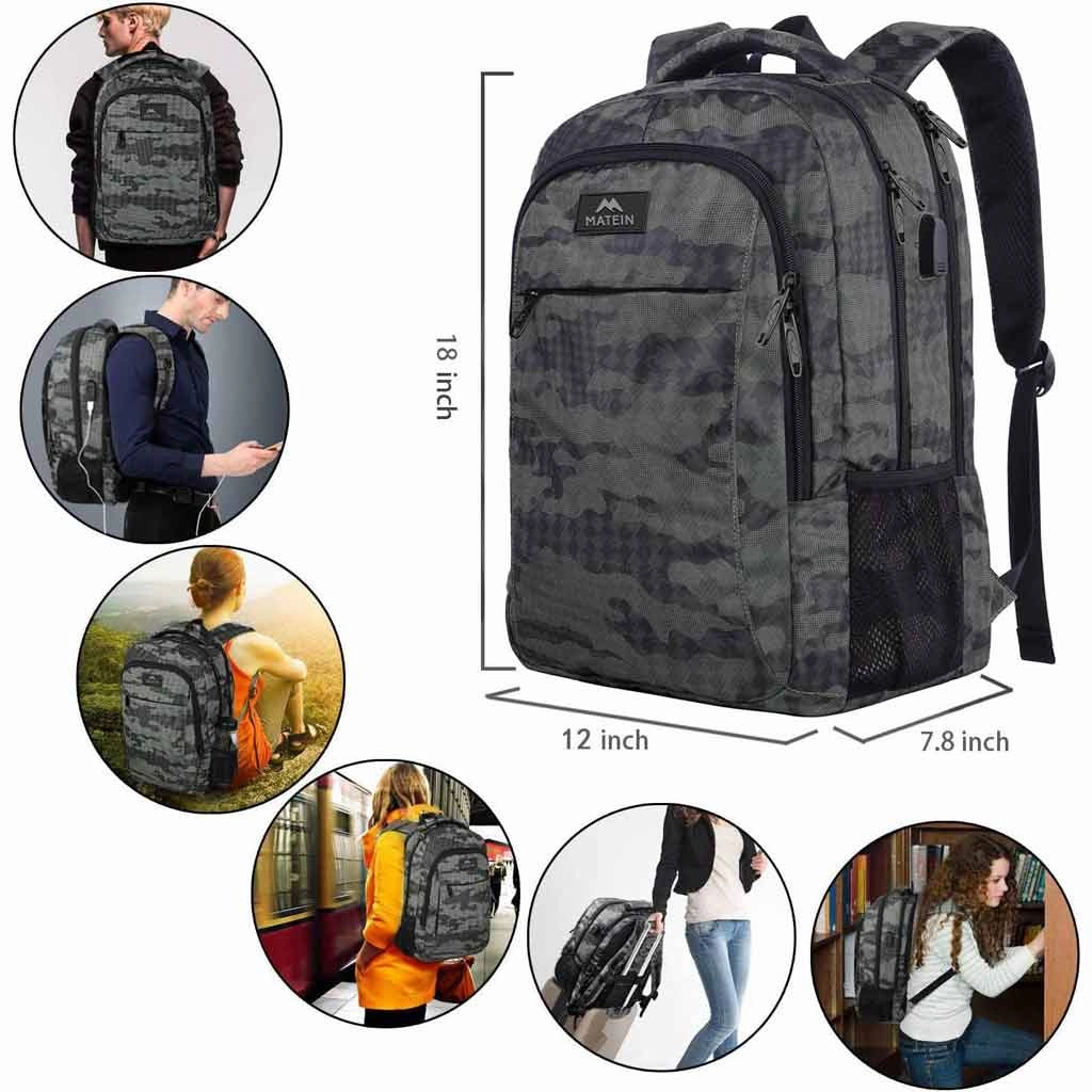 Gray Camo Mlassic Travel Laptop Backpack