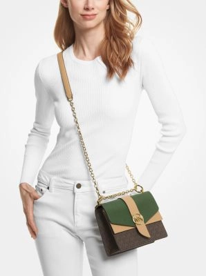 Greenwich Small Color-Block Logo and Saffiano Leather Crossbody Bag