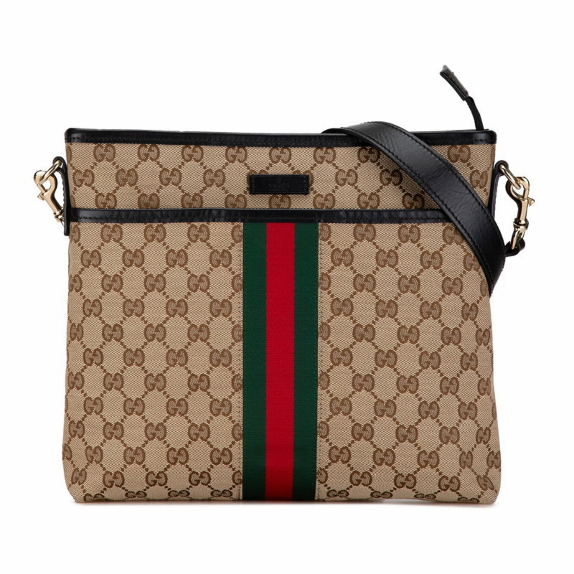 Gucci   Canvas Leather Shoulder Bag (Pre-Owned)