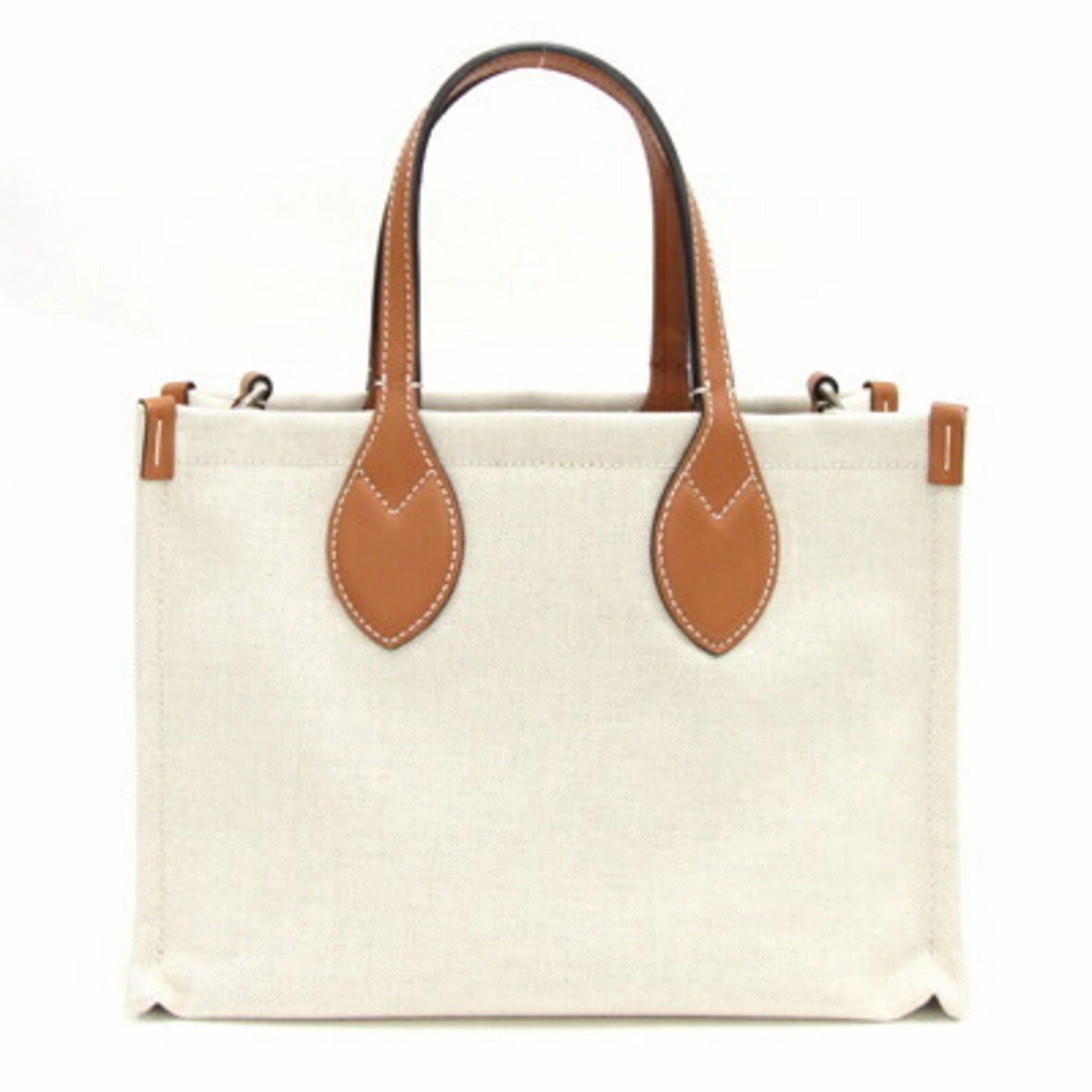 Gucci    Cotton Canvas Leather Handbag Shoulder Bag Tote Bag (Pre-Owned)