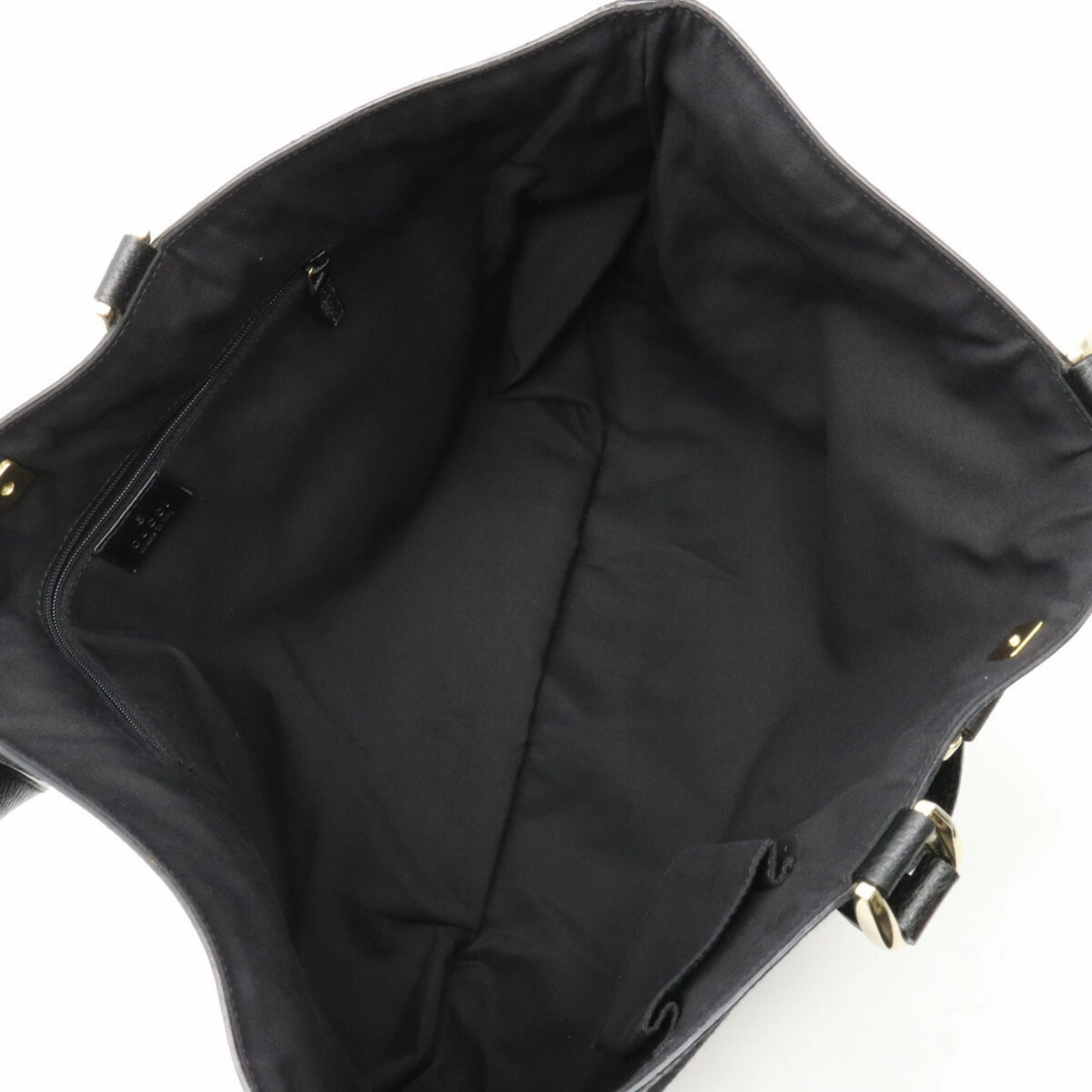GUCCI Abbey GG Canvas Tote Bag Shoulder Leather Black 141472