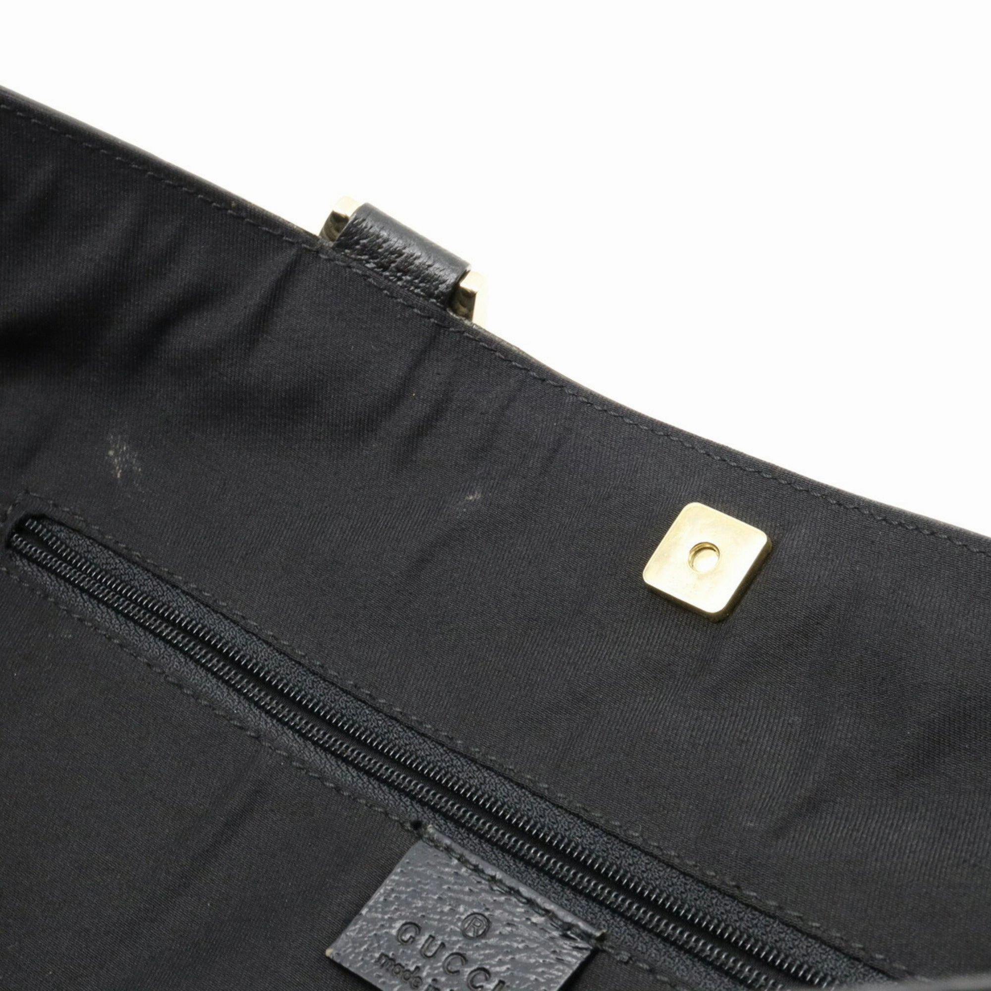 GUCCI Abbey GG Canvas Tote Bag Shoulder Leather Black 141472