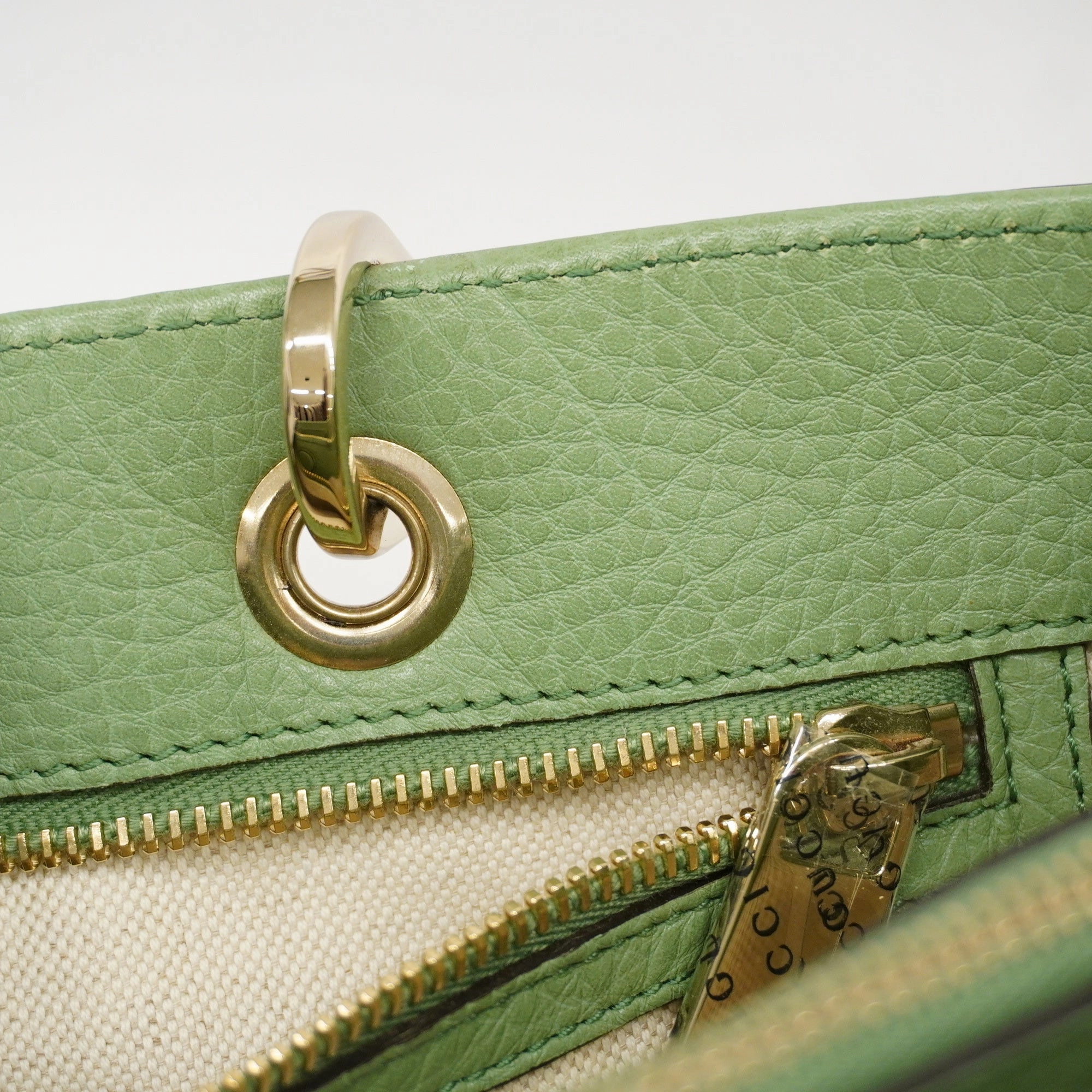 GUCCI  Bamboo 2way Bag 323660 Leather Handbag,Shoulder Bag Light Green