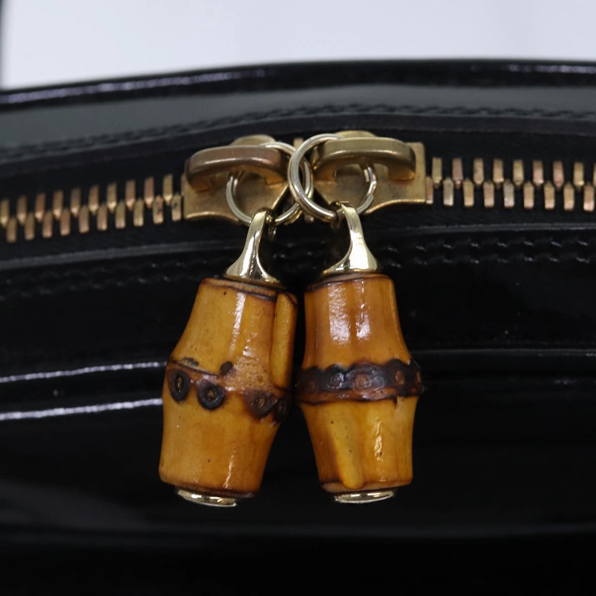 GUCCI Bamboo Backpack Enamel Black Gold 001 1075 1650 0  86335
